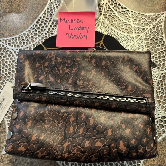 NWT Med VIP Black Leopard Hammitt. GM hardware. Suede red lining. - Picture 6 of 8